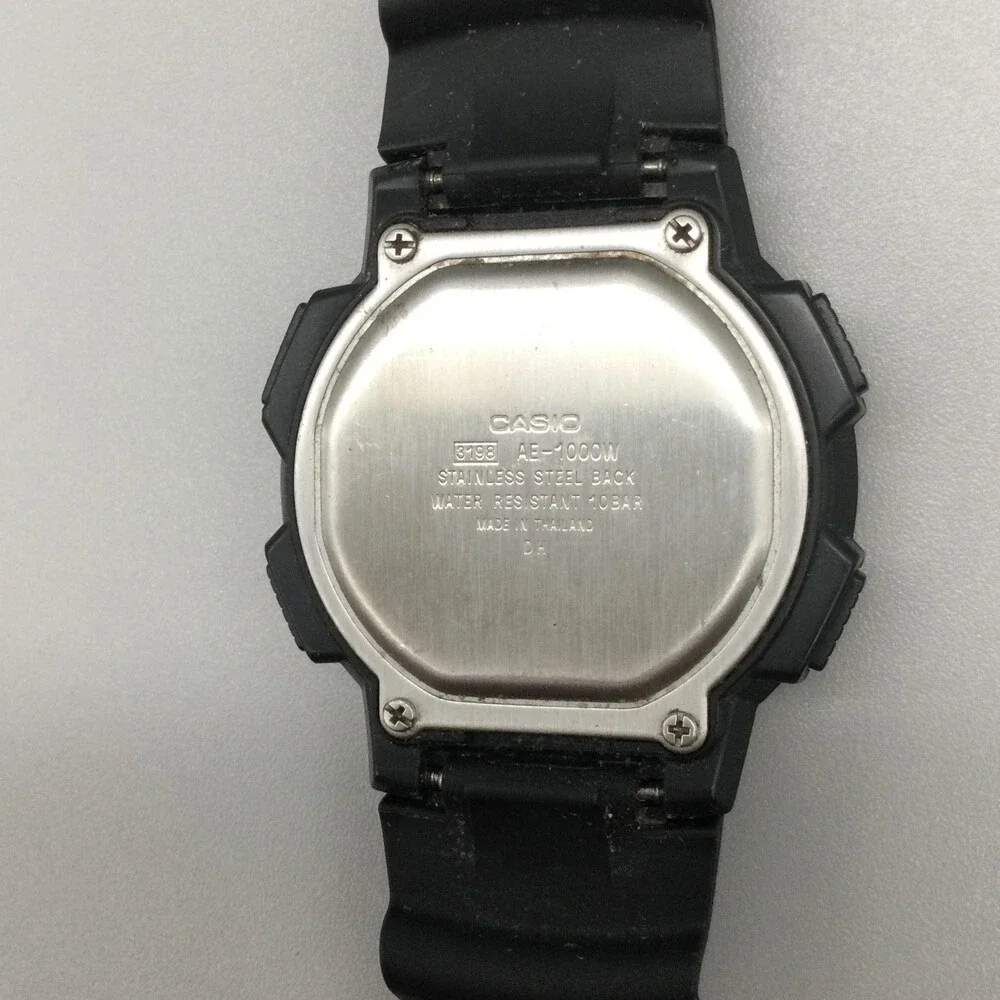 Casio 3198 AE1000W Mens Watch 43mm Gold World Time Illuminator 100M Black